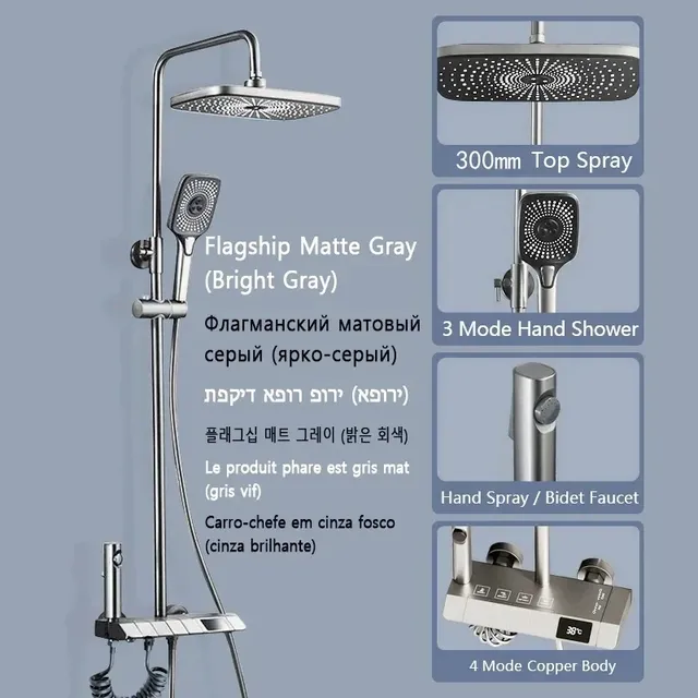 Ensemble de douche de salle de bain avec affichage LED – vue 4