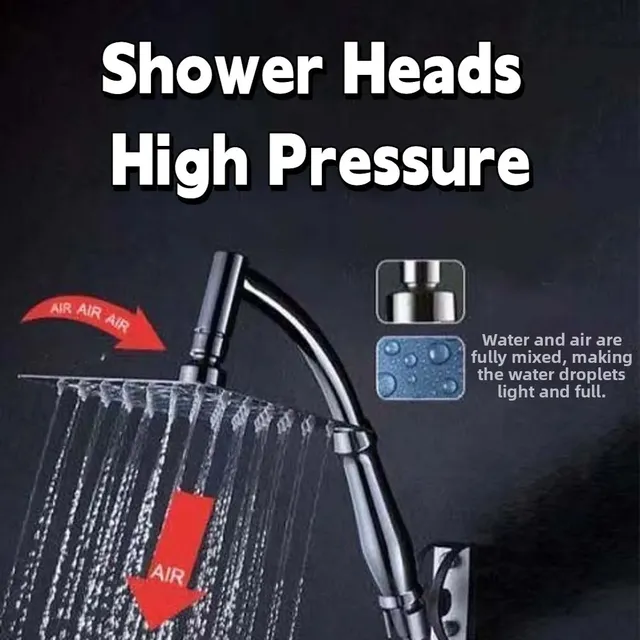 Pommeau douche inox 304 rond carré pressurisé haute… – vue 3