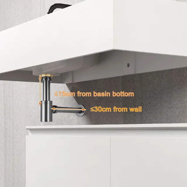 Siphon de salle de bain en laiton blanc moderne – vue 6