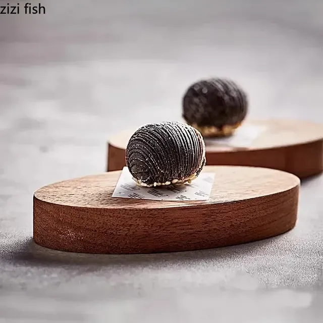 Assiette ovale en bois de noyer Dim Sum – vue 3