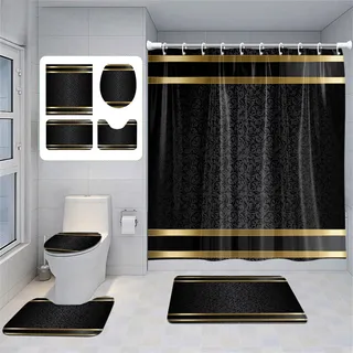 Ensemble de salle de bain de luxe noir et or