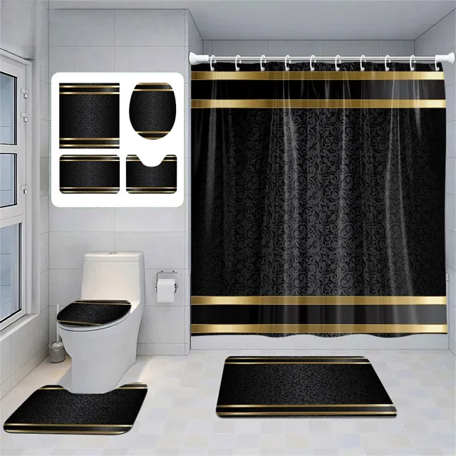 Ensemble de salle de bain de luxe noir et or