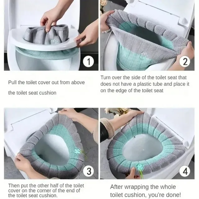 1/2/4 pièces de siège de toilette lavable double couleur… – vue 5