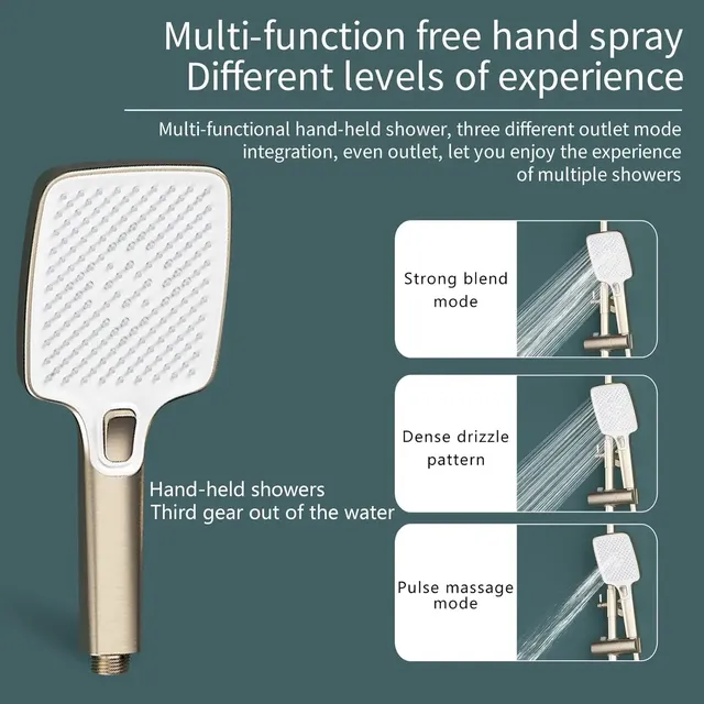 Pommeau de douche à effet pluie en or brossé – vue 4