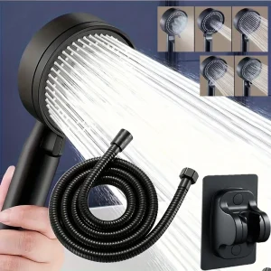 Pommeau de douche avec 5 Modes de pulvérisation, pomme de douche à main réglable, buse d&rsquo;économie d&rsquo;eau haute pression pour salle de bain en matière plastique