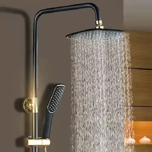Pommeau de douche cascade de couleur or et noir et blanc – vue 3