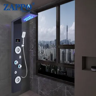 Colonne douche verticale panneau mural design mince noir mat…