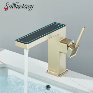 Affichage numérique de bassin HOTemperature, écran d&rsquo;affichage, robinets à poignée unique, eau chaude et froide, installation de réers à trou unique