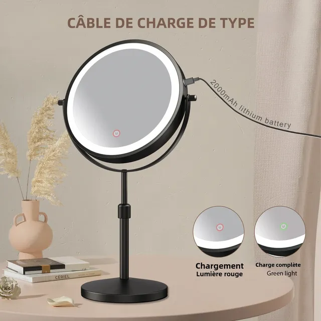 Miroir de maquillage de 8.5 pouces avec lampe lumineuse… – vue 5