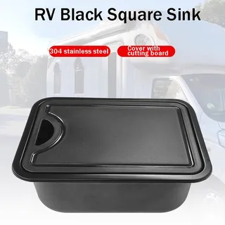 Évier carré cuisine noir inox 304 encastrable mat compact polyvalent…