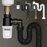 Siphon évier flexible accordéon PVC ABS noir blanc coude… – vue 2