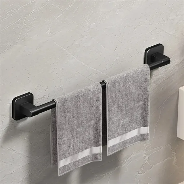 Porte serviette mural noir mat acier inoxydable 50cm… – vue 3