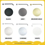 Pommeau de douche rond et fin en acier inoxydable, pommeau de douche à effet pluie pressurisé, bras de douche mural, accessoires HOAccessrespiration, 8 po, 10/12 po