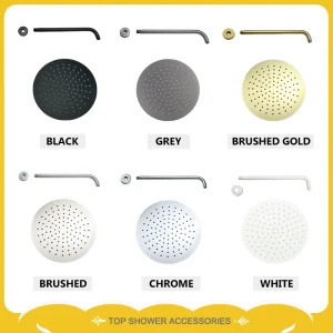 Pommeau de douche rond et fin en acier inoxydable, pommeau de douche à effet pluie pressurisé, bras de douche mural, accessoires HOAccessrespiration, 8 po, 10/12 po Pommeau de douche rond et fin en acier inoxydable, pommeau de douche à effet pluie pressurisé, bras de douche mural, accessoires HOAccessrespiration, 8 po, 10/12 po