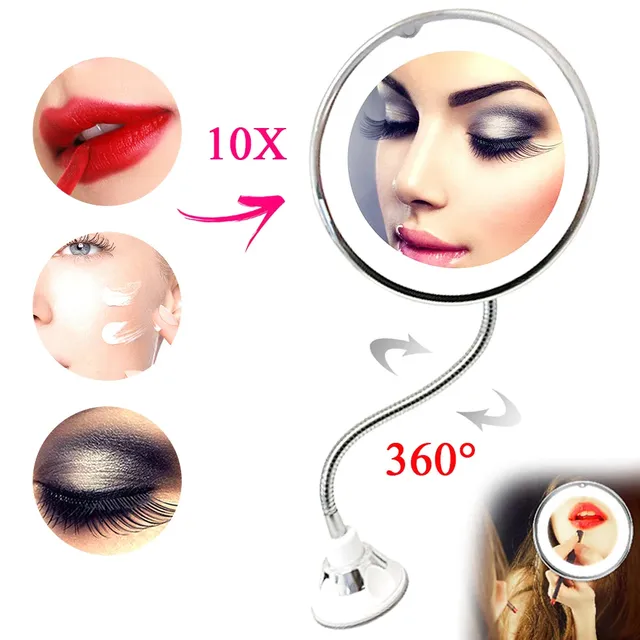 Grand miroir de maquillage éclairé 10x