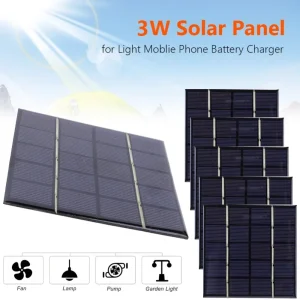 Panneau solaire 3W 5V, Micro panneau de charge solaire, chargeur rapide Portable, cellule photovoltaïque pour batterie 3.7V, batterie 3-5V/chargeur de téléphone