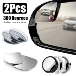 Miroir d&rsquo;angle mort convexe à cadre rond, 2 pièces, sécurité de conduite, grand angle à 360 degrés, rétroviseur transparent réglable, accessoires de voiture
