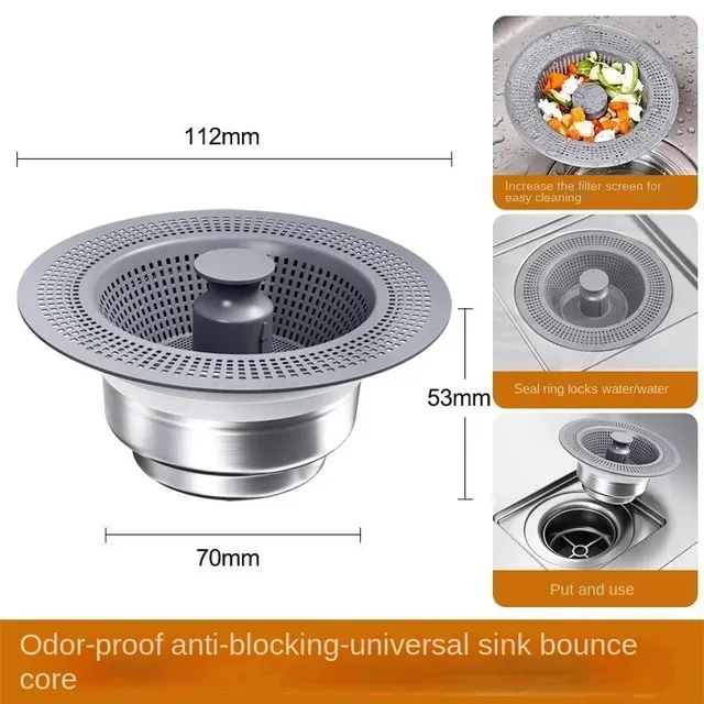 Filtre vidange évier acier inoxydable universel rebond… – vue 4
