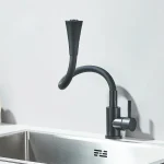 Robinet d&rsquo;évier de cuisine noir mat, 2 Modes, tuyau Flexible, robinet mitigeur d&rsquo;eau chaude et froide, robinet à Rotation libre à poignée unique