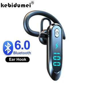 Bluetooth 6.0 écouteur crochet d&rsquo;oreille casque étanche sans fil casque avec affichage LED HiFi stéréo musique écouteurs pour téléphone