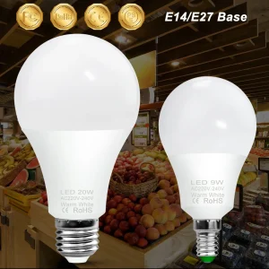 Ampoule LED E27 lampe E14 lumière LED Chanderıer 220V Lampara 3W 6W 9W 12W 15W 18W 20W pour salon économie d&rsquo;énergie 240V Bombilla