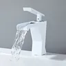Stenoc robinet de lavabo cascade moderne en laiton blanc – vue 3