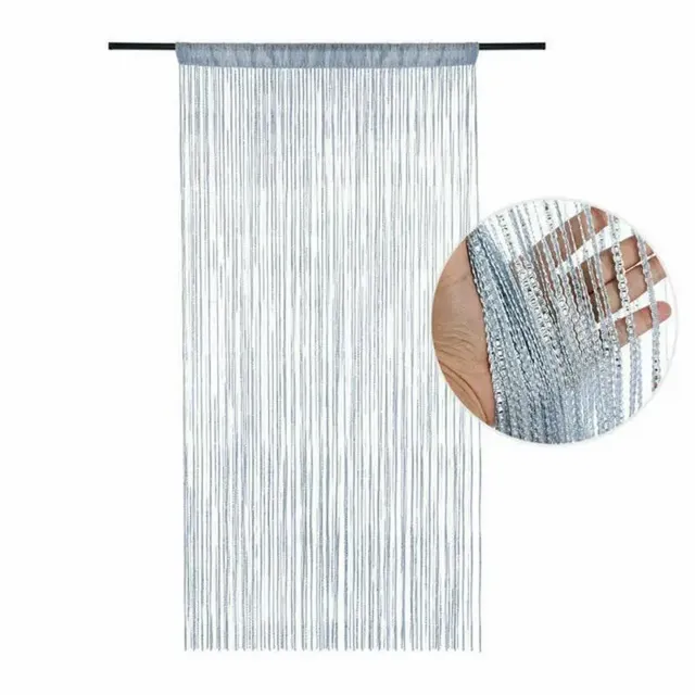 Rideau franges perlé métallisé argenté filaments…