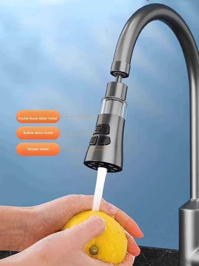 Pommeau robinet cuisine flexible rotatif trois modes… – vue 5