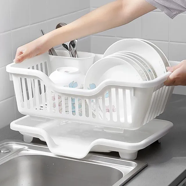 Égouttoir vaisselle plastique blanc compact surélevé… – vue 3