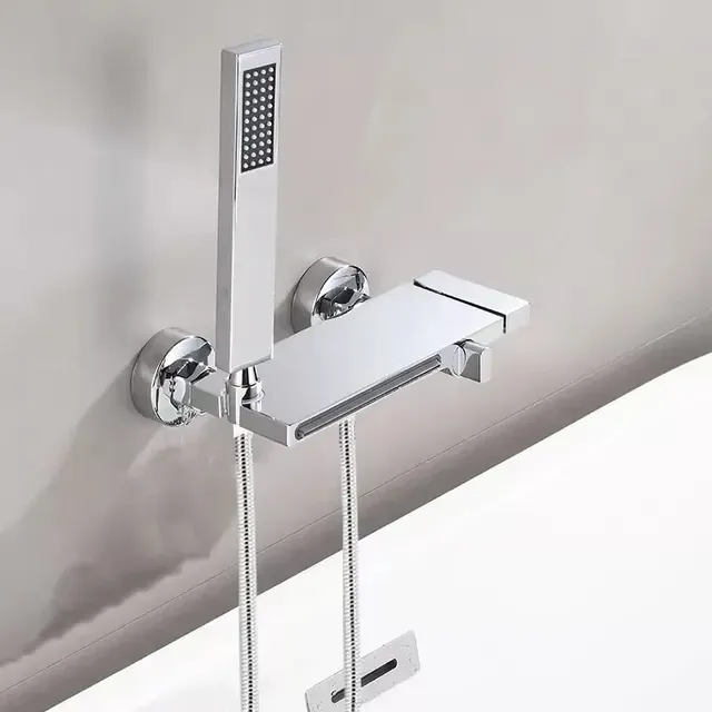 Mitigeur bain douche mural noir mat bec cascade large… – vue 4