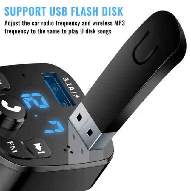 Chargeur de voiture transmetteur FM Bluetooth Audio… – vue 6