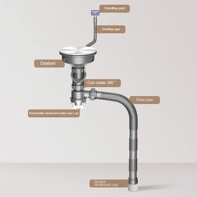 Siphon lavabo ensemble évacuation bouteille coude tuyau… – vue 4
