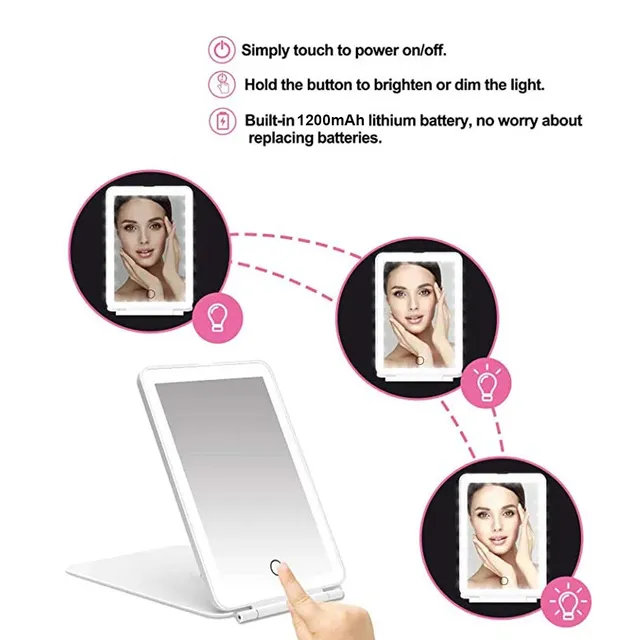 Miroir de maquillage pliant avec chargeur USB – vue 6