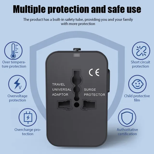Adaptateur de voyage universel EU UK US AU – vue 2