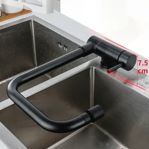 Robinet d’évier pliable pour fenêtre intérieure, robinet de cuisine, rotation à 360 degrés, deux modes, sans plomb, noir, or, chaud, froid, centre commercial, 256 Robinet d’évier pliable pour fenêtre intérieure, robinet de cuisine, rotation à 360 degrés, deux modes, sans plomb, noir, or, chaud, froid, centre commercial, 256