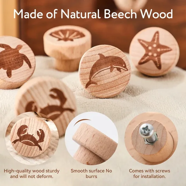 Boutons d'armoire en bois à porte ronde – vue 3
