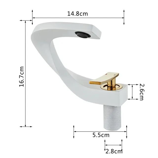 Robinet de salle de bains en laiton or blanc – vue 6