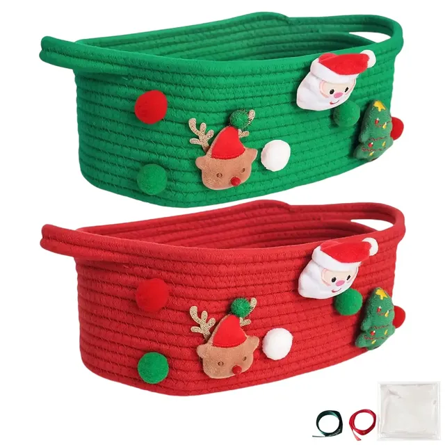 Panier de rangement en coton tissé de noël – vue 2