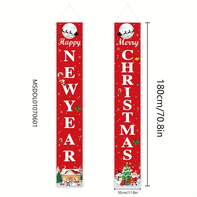 Bannière Noël lot deux panneaux verticaux tissu… – vue 5