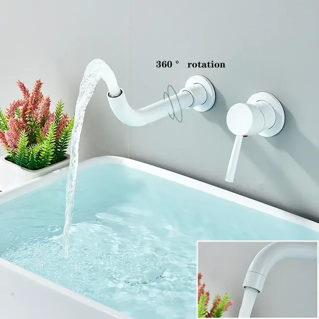 Robinet de lavabo de salle de bains blanc – vue 3
