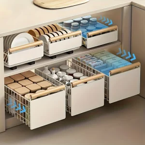 Organisateur de tiroir de cuisine peu encombrant, support de rangement extractible pour ranger des assiettes, des bols et des épices, organisateur et rangement de cuisine Organisateur de tiroir de cuisine peu encombrant, support de rangement extractible pour ranger des assiettes, des bols et des épices, organisateur et rangement de cuisine