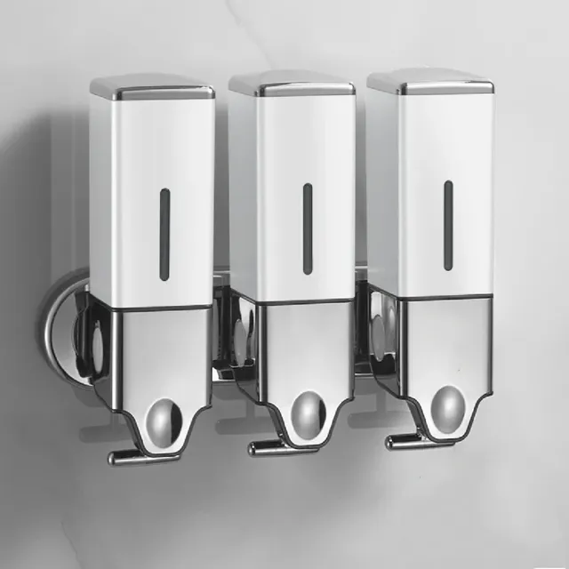 Distributeur de savon liquide en plastique blanc/argent – vue 4