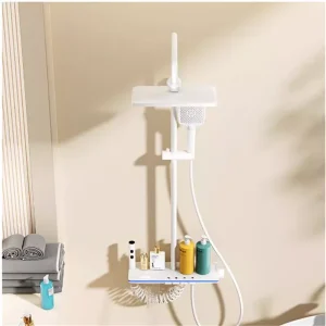 Ensemble de douche à affichage numérique LED blanc, robinet de centre commercial, douche à effet pluie en laiton