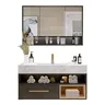 Vanité murale moderne PVC double vasque marbre blanc… – vue 1
