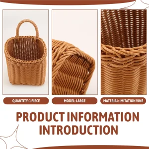 A19F-panier de rangement de cuisine avec poignée, paniers suspendus tissés pour salon, organisateur d&rsquo;articles divers de fruits, paniers tissés à la main