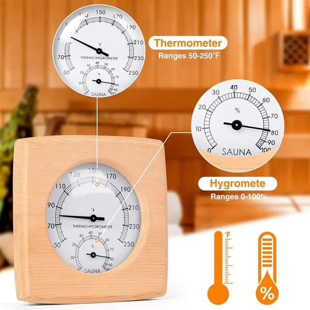 Thermomètre hygromètre sauna analogique bois cèdre… – vue 5