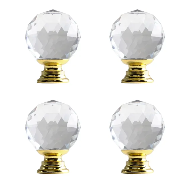 Bouton cristal facetté sphérique transparent base métal…