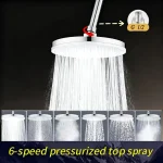 Pommeau de douche rond à haute pression, 6 Modes, 230mm, pomme de douche à pulvérisation supérieure, grand débit, superchararge, accessoires de salle de bains