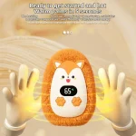 Chauffe-mains en forme d&rsquo;animal moelleux mignon, affichage numérique à double couleur, cadeau chaud d&rsquo;hiver Portable à température constante