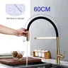 Robinet de cuisine en or brossé robinet d'eau chaude et… – vue 2